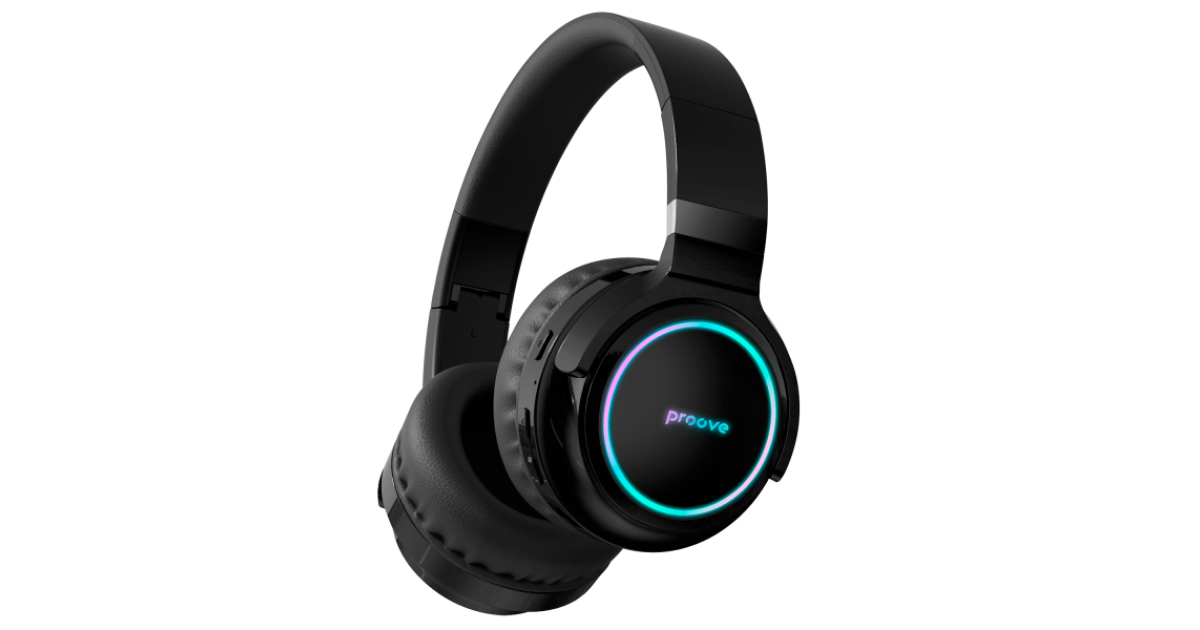 سماعات Proove Galaxy Bluetooth RGB backlight, up to 40 Hours of Listening Time without Recharging, USB Type-C Charging, Bluetooth 5.3 - Black