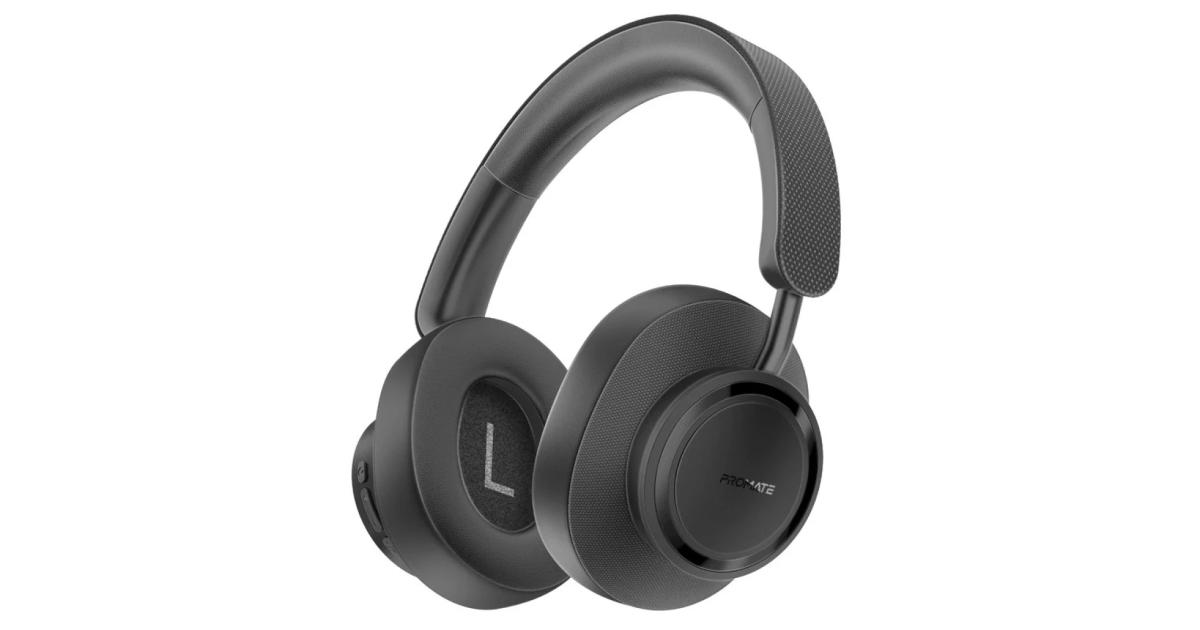 سماعات Promate Serene High-Definition Hybrid ANC with 360° Spatial Audio up to 40 Hour Playtime - Black