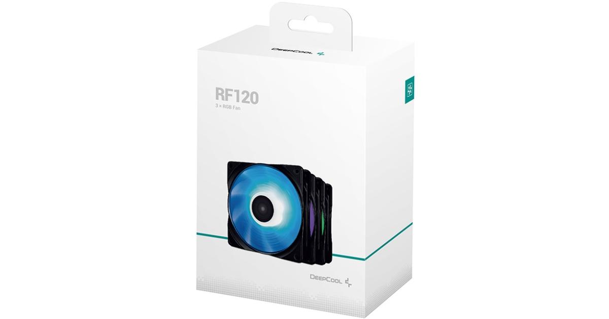 DeepCool RF12 FS RGB 120mm Fan Speed: 500~1500 RPM Fan Airflow: 56.5 CFM Fan Air Pressure: 1.66 mmAq Hydro Bearing - Fan Connector: 4-pin PWM, Pack of 3, Black