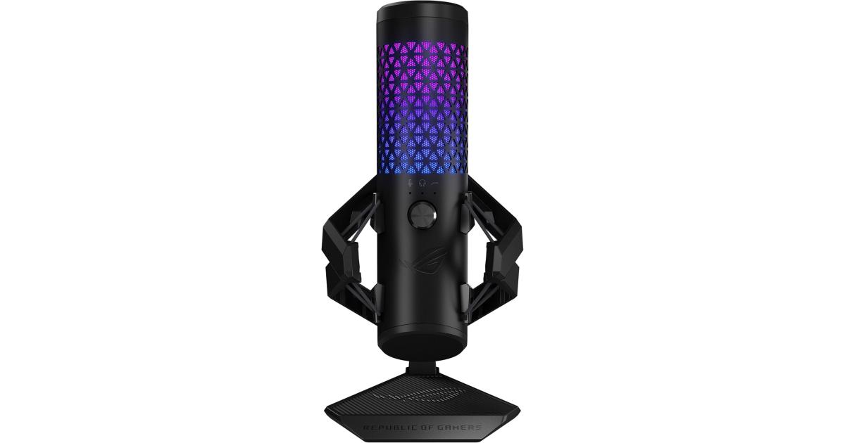 ASUS ROG Carnyx Professional Cardioid Condenser Gaming Microphone, 192 kHz / 24-bit Sampling Rate, High-pass Filter & Built-in Pop Filter, Touch Mute, AuraSync RGB Lighting, Black
