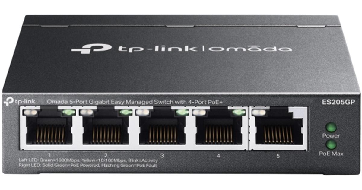 TP-Link Omada ES205GP 5-Port Gigabit Easy Managed Switch with 4-Port PoE+, 65W Power Budget, Metal Case, Auto Recovery, Port Isolation, VLAN, IGMP Snooping, Centralised Cloud Management, Plug & Play