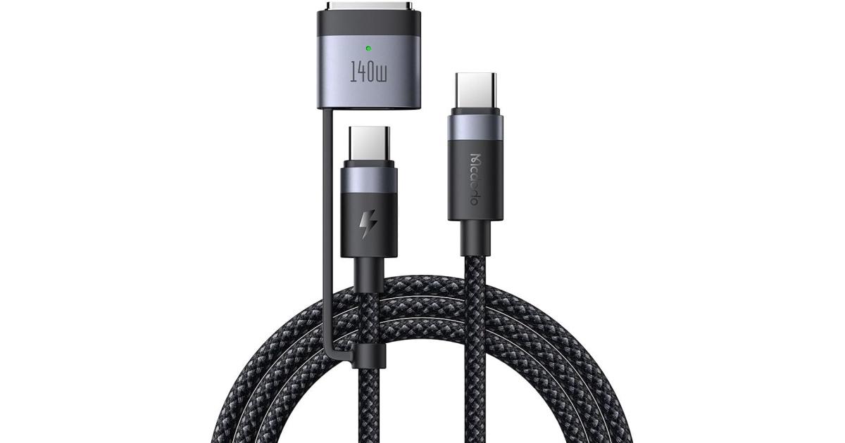 لابتوب آبل MacBook Air Mcdodo CA-0140 MagSafe 3 PD3.1 240w/140w, MagSafe Cable USB-C To USB-C Cable, Charging Cable PD3.1, Charging Cable, Macbook Pro Charging Cable, Apple iPhone 15 Pro Charging Cable - Black