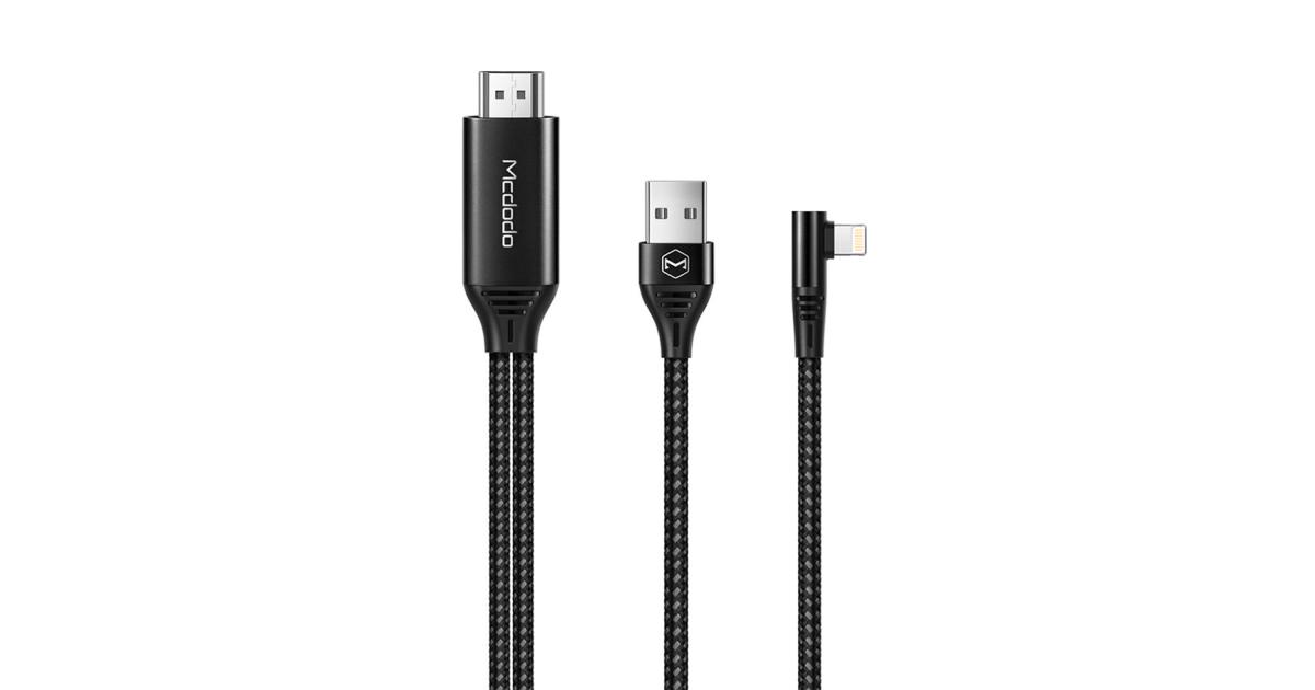 Mcdodo CA-6400 Lightning to HDMI 4K with USB Port HD Adapter TV Cable 2M 90 Degree for iPhone iPad