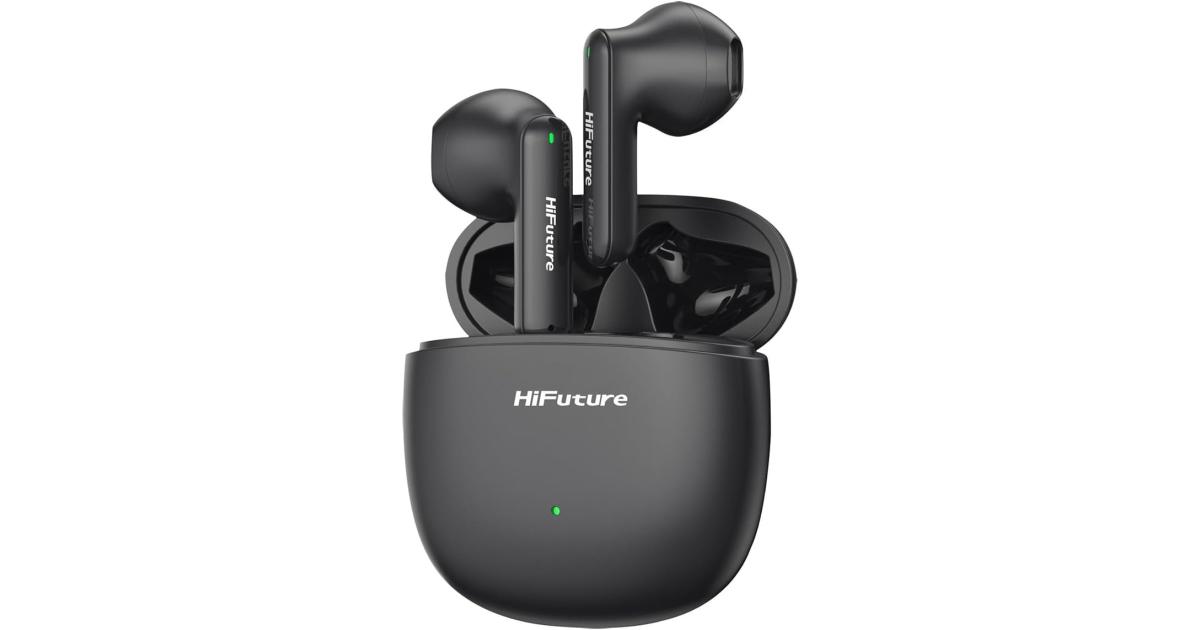 HiFuture Colorbuds2 TWS Earphones, Bluetooth 5.3, 20 Hours Playtime, IPX5 Sweatproof, ENC for Calls, Dynamic Bass, Wireless Earbuds - Black