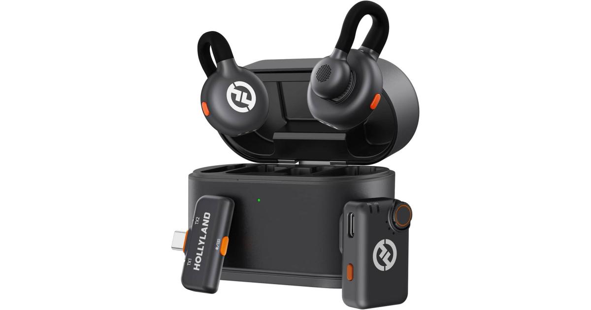 Hollyland Lark M2S Mini Wireless Microphone System, Camera RX+Type-C RX, for Camera/iPhone/Android/Laptop, Titanium Clip, 300m Range, 20 Hz - 20 kHz Frequency Response - Black