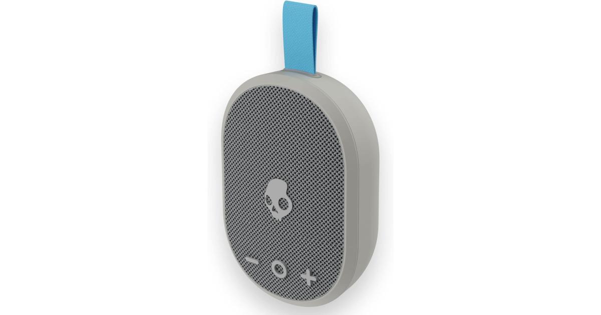 Skullcandy Ounce Wireless Bluetooth Speaker - IPX7 Waterproof Mini Portable Speaker with 16 Hour Battery, Downward Firing Passive Radiator, and Ballistic Nylon Carry Strap - Light Grey