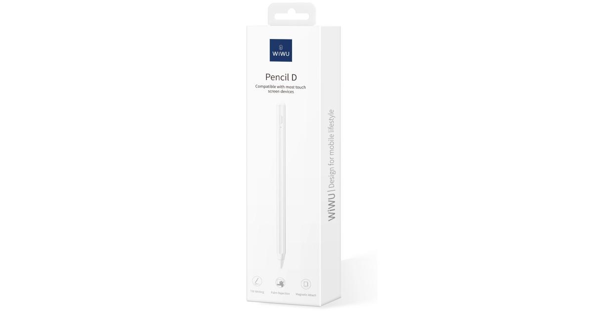 WiWU Pencil D 2-in-1 Universal Stylus, Tilt & Pressure Sensitivity, Fast Charging, Ergonomic Design iOS & Android Touch Screens- White