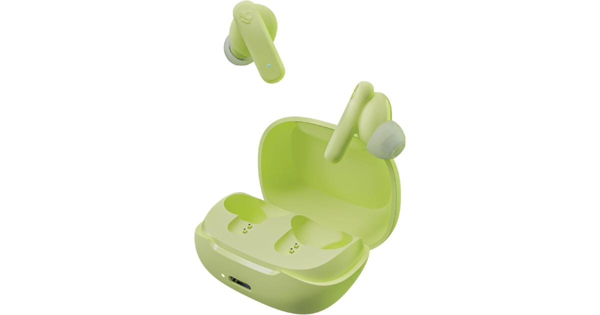سماعات Skullcandy SMOKIN Buds Wireless Earbuds, Bluetooth , Noise Isolating Fit, Up to 20 Hours Battery, IPX4 Sweat and Water Resistant, Microphone for iPhone Android - Matcha
