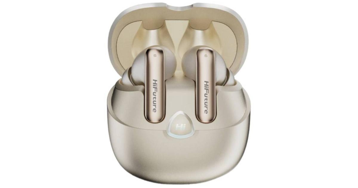 Hifuture Sonic AIR TWS Earbuds, ENC for Calls, Bluetooth 5.3, 25 Hours Playtime, IPX5 Sweatproof, Powerful Bass - Gold