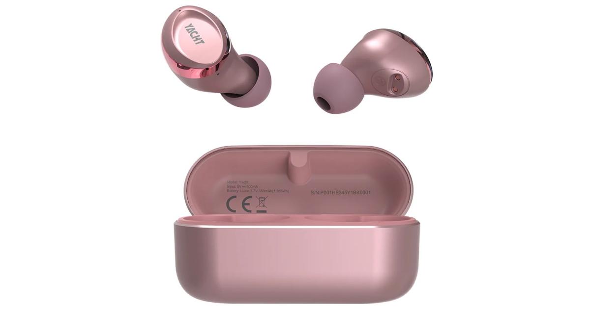 HiFuture YACHT True Bluetooth wireless 5.2 Earbuds with APTX Adaptive Qualcomm Chipset, Up to 20-Hours Battery Life, Wind Noise Cancellation 8.0, IPX5 - Rose Gold
