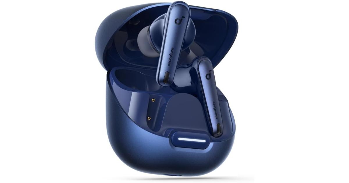 Anker soundcore Liberty 4 NC Wireless Earbuds, 98.5% Noise Reduction, Adaptive Noise Cancelling to Ears and Environment, Hi-Res Sound, 50H Battery, Wireless Charging, Bluetooth 5.3 - Navy Blue