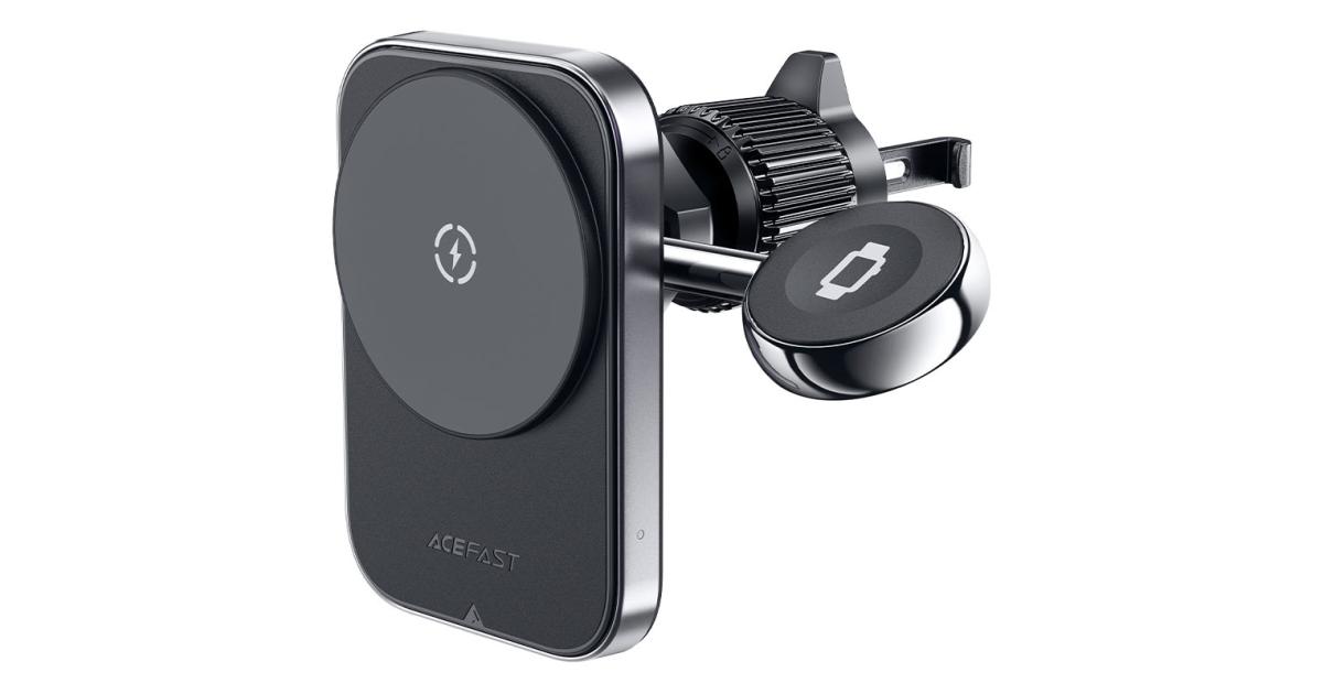 ACEFAST D18 in-car 2-in-1 Magsafe / Qi Inductive Mobile and iWatch Wireless Charging Car Holder, Convenient, fast, and efficient, 2.5W / 5W / 7.5W / 10W / 15W output - Black