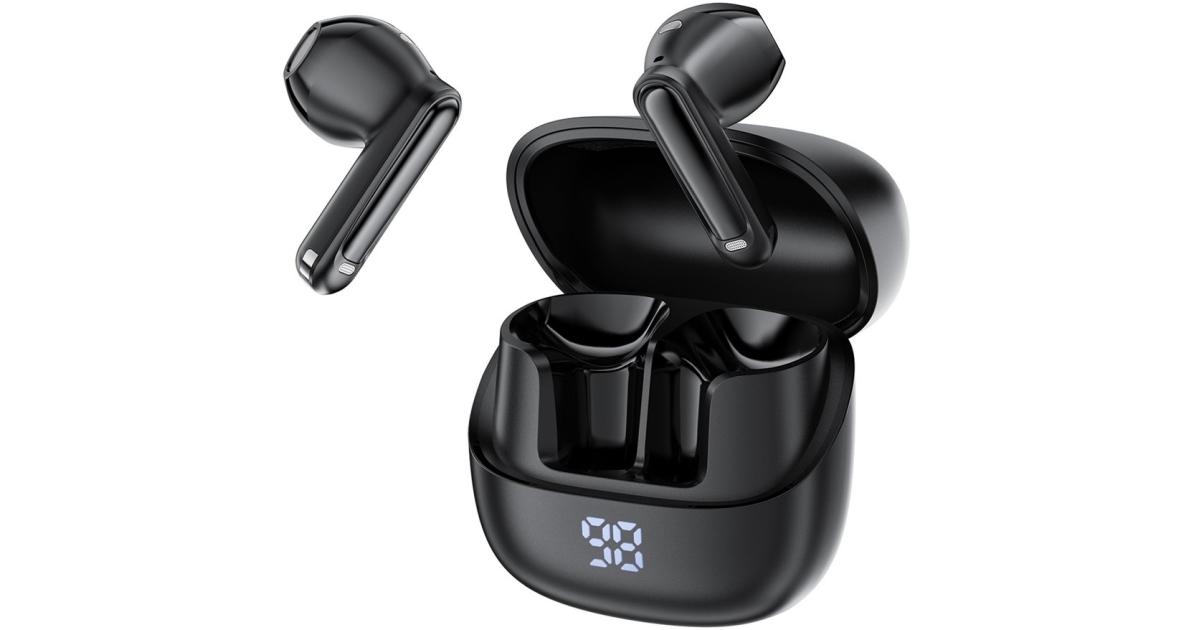 ACEFAST W2 TWS Bluetooth-Compatible Earbuds Active Noise Cancelling Earphones with LED Display Charging Case - Black