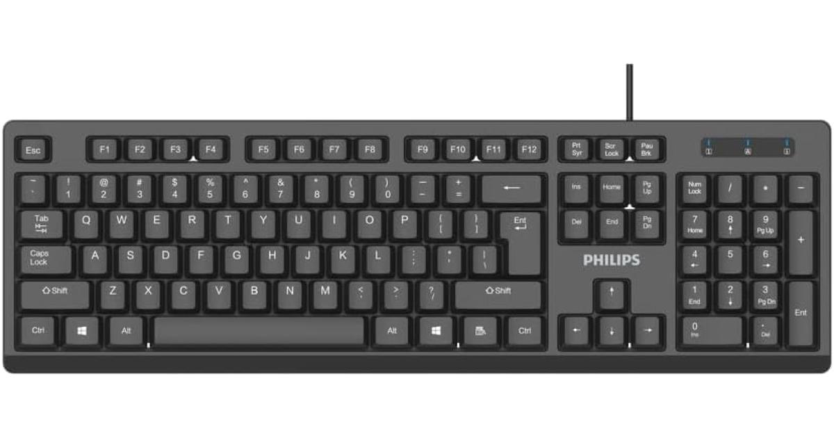 Philips K234 USB Wired Keyboard for PC Laptop Desktop Computers | 104 Keys with Numeric Keypad- Black