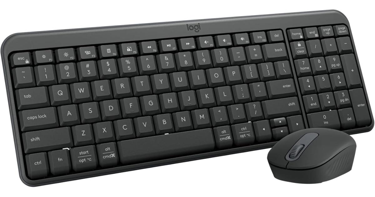 كيبورد لاسلكي Logitech MK250 Bluetooth Mouse & Keyboard Combo Compact , Ambidextrous Mouse, Durable Build - Windows/MacOS Arabic / English Layout - Graphite
