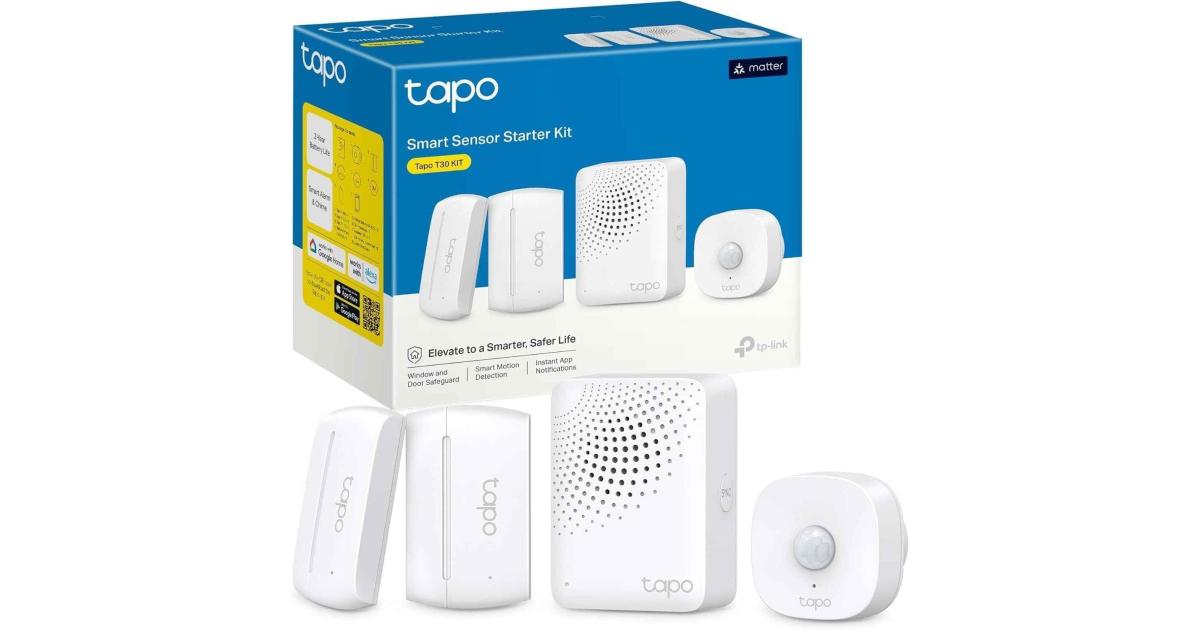 Tapo T30 KIT Smart Sensor Starter Kit, Includes Tapo H100, Tapo T100, Tapo T110, Motion Detection, Window & Door Protectors w/ Instant Alerts & App Notification & Easy Installation
