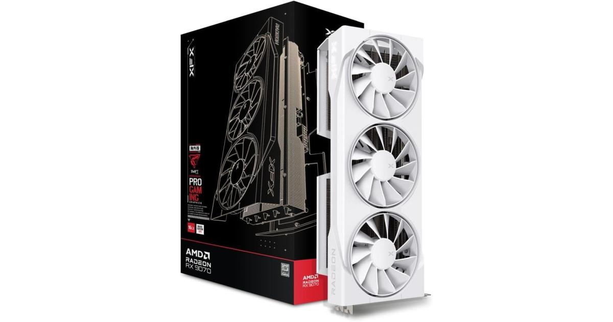 XFX Swift AMD Radeon RX 9070 OC Triple Fan Gaming Edition , 16GB GDDR6 256-Bit Memory, 2700 MHz Boost Clock, 4096 Stream Processors, 20 Gbps Memory Speed, PCI Express 5.0 , White