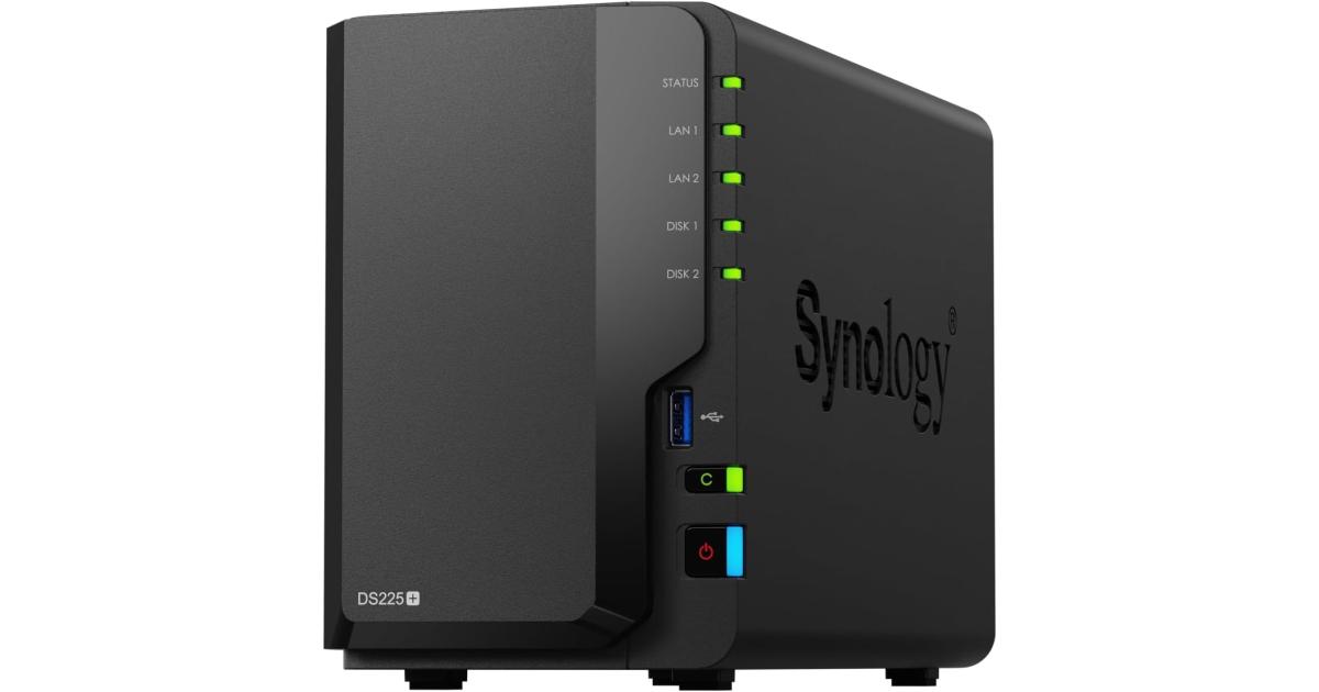 معالج Synology DiskStation DS225+ 2-Bay Diskless NAS Server w/ Intel Celeron J4125 4-Core & 2GB DDR4 RAM