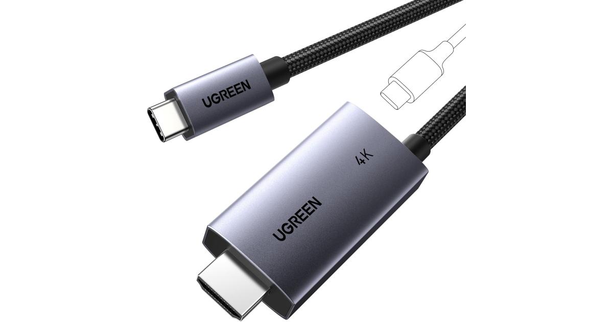 لابتوب آبل MacBook UGREEN USB C to HDMI Cable with 100W PD Fast Charging Adapter 4K@60Hz 2-in-1 Thunderbolt Unidirectional Type C to HDMI Compatible iPhone 17 Pro Max, SteamDeck, , iPad, Galaxy S25, XPS, 2M