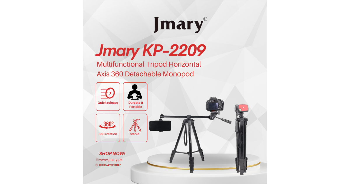 JMARY KP-2294 179cm 4-section Adjustable Monopod Multi-Function Panoramic Photography Tripod - Black