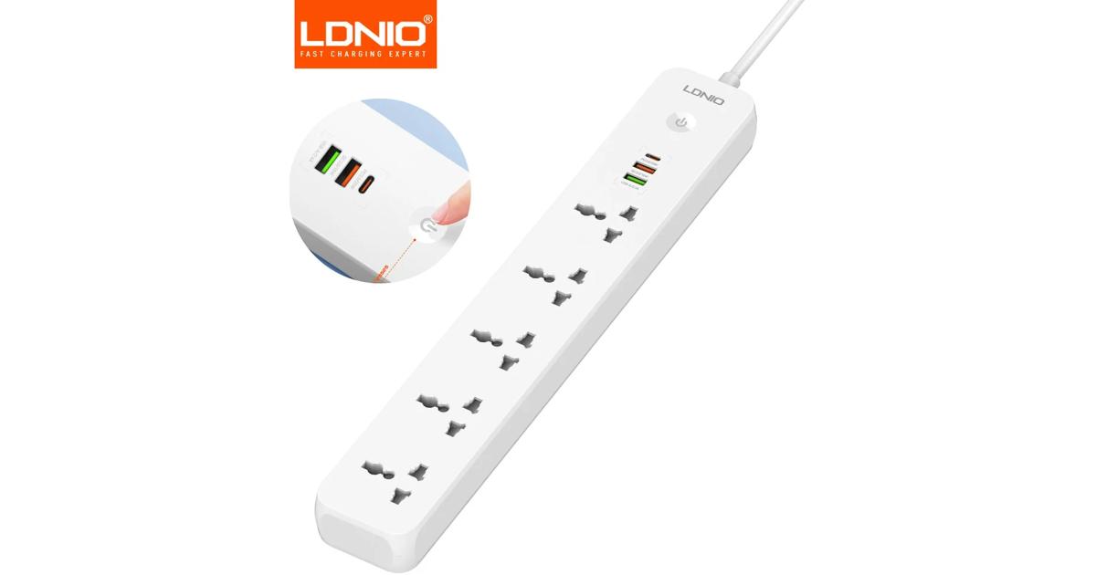 LDNIO SC5319 Multi Socket Extension Lead with 5 AC 3 USB Power Socket Plug Extender 2M
