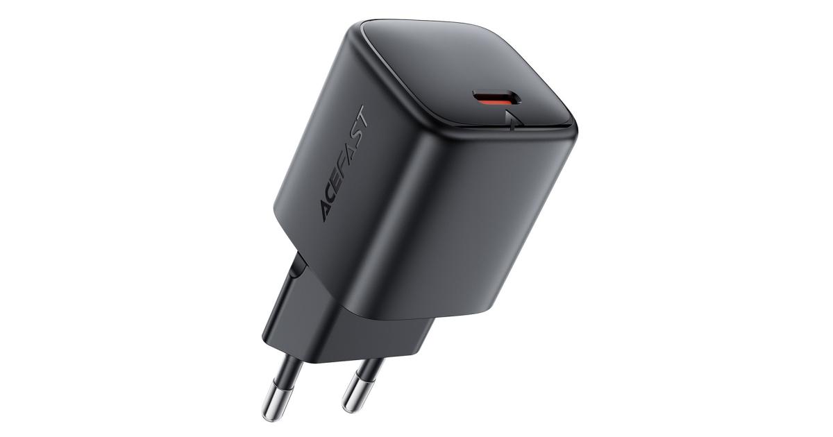 شاحن حائط ACEFAST A119 USB-C Mini GaN 45W PD Fast Charging Travel Adapter - EU Plug - Black