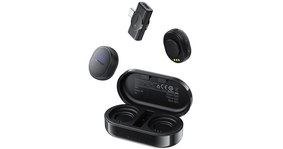 ACEFAST R3 Wireless Lavalier Microphone Omnidirectional Low Latency Noise Reduction Mic - Back