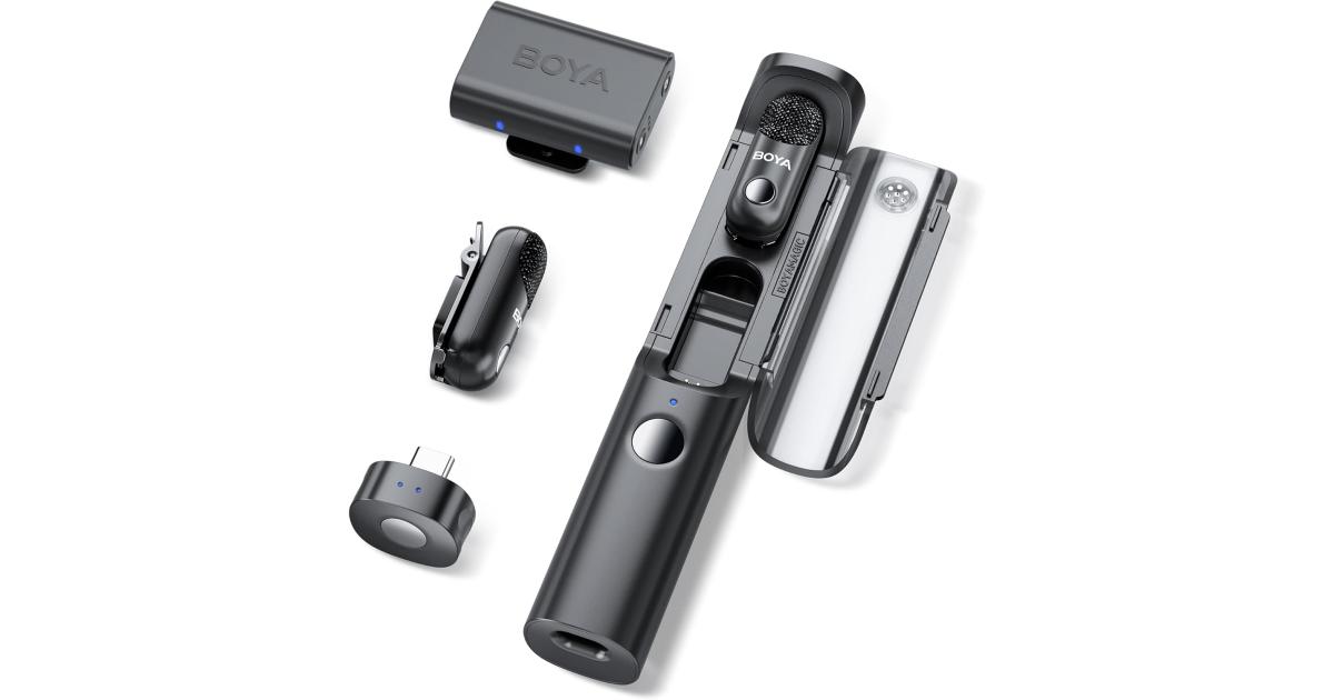 BOYA Magic-03 Wireless Lavalier Microphone, 30Hrs Battery,328FT LOS Range, Safety Track &Limiter, Portable Wireless Mini Lapel mic for USB Type-C Android iPhone 16/15 Camera Camcorder Vlog Podcast