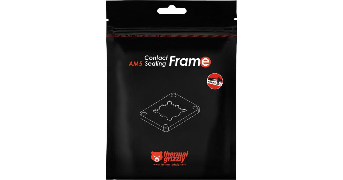 معالج Thermal Grizzly AM5 Contact Sealing Frame - Contact Frame & Guard Combination - Optimizes Contact Pressure Points & Protects Components - for AMD Ryzen 7000 CPUs - Including Aeronaut 1g