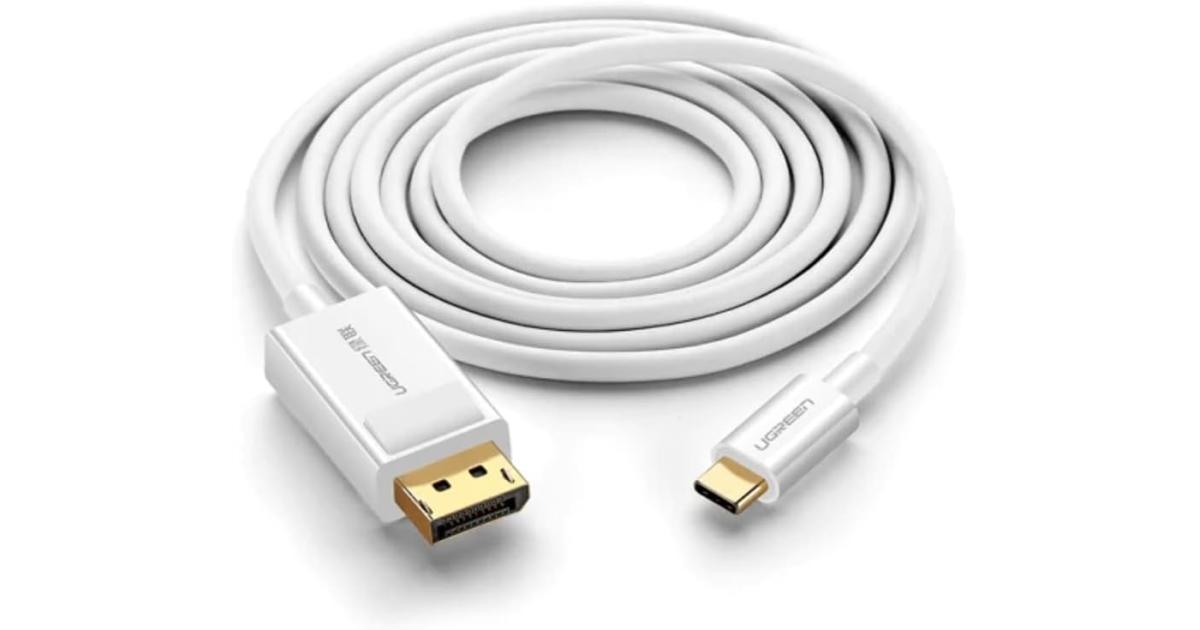 لابتوب آبل MacBook UGREEN USB C to DisplayPort Cable 1.5M Type-C Male DP Female Adapter 4K 30Hz UHD Video iPad Dell Surface (40420)