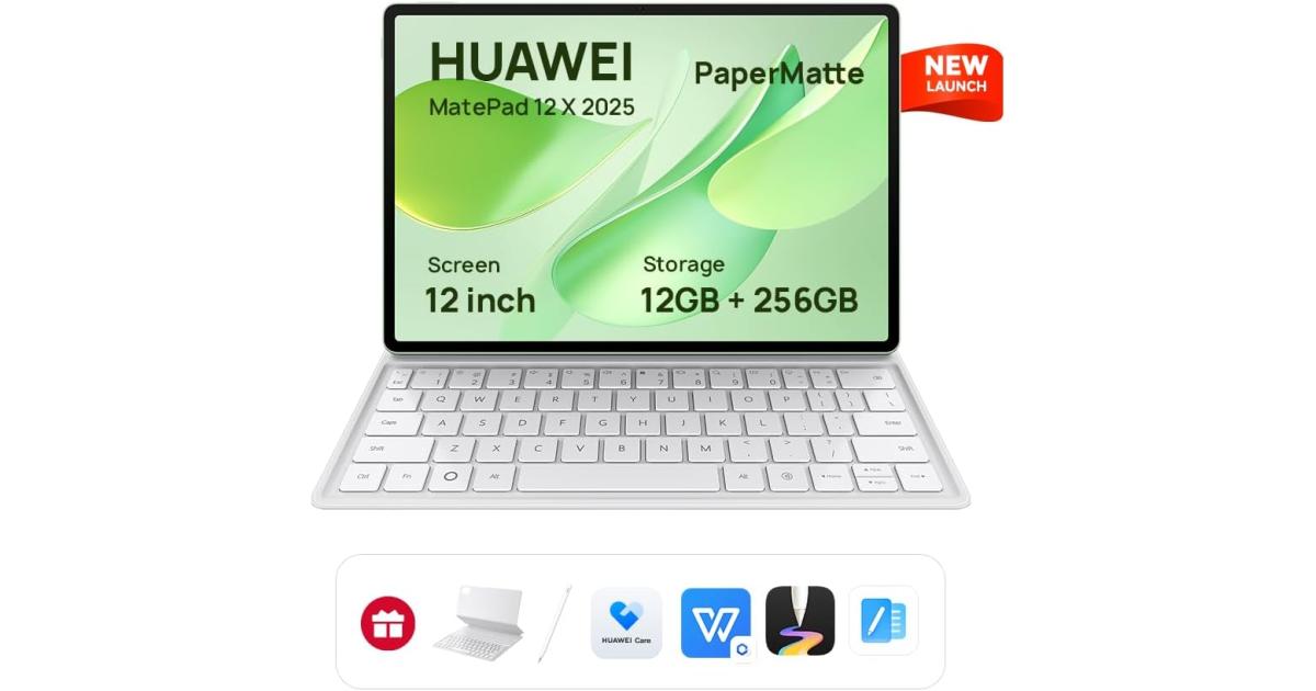 ماوس Huawei MatePad 12x NEW (2025) 12" Android WIFI Tablet (256GB Storage / 12GB Memory) w/ 2.8k IPS 144 Hz Eye-Soothing PaperMatte Display & HUGE Battery + Free Huawei Kayboard + Huawei Pro M-Pen + Huawei