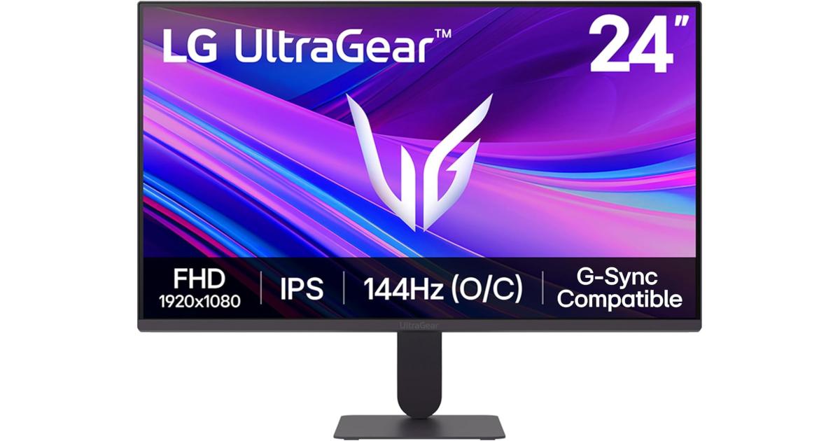 شاشة ألعاب LG 24G411A Ultragear 24" Full HD IPS , 144Hz (O/C), 1ms MBR, NVIDIA G-Sync Compatible, AMD FreeSync, HDR10, HDMI, DisplayPort, Slim Stand, Black