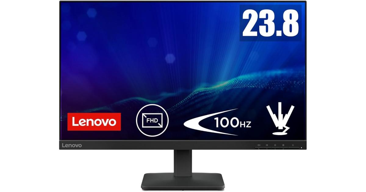 Lenovo L24-4E IPS 24" Full HD 99% sRGB 100Hz Eyesafe & Low Blue Light w/ VGA & HDMI Interface - Black