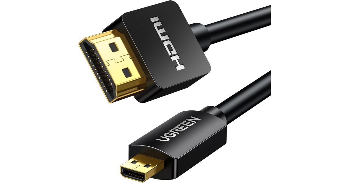 UGREEN Micro HDMI to HDMI Cable Adapter 4K 60Hz Ethernet Audio Return Channel Compatible with GoPro Hero 7/6 Raspberry Pi 5 Retroid Pocket 3+/3 Yoga 3 B500 Camera Video Capture Card 3FT