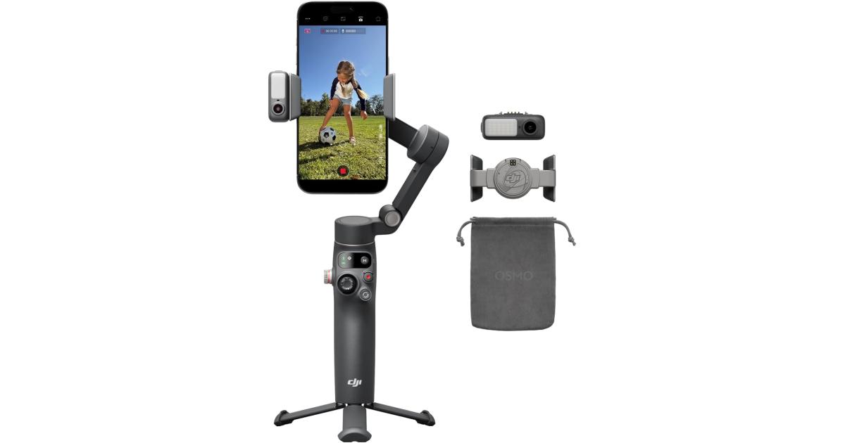 DJI Osmo Mobile 8 Gimbal Stabilizer for Phone, AI Native Tracking with Audio & Lighting, 360° Pan Rotation, Built-in Extension Rod & Tripod, 10h Battery, Extension Rod, Robust 3-Axis Stabilization