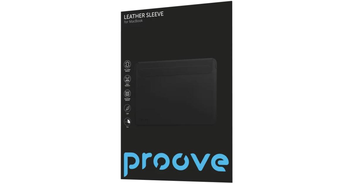 لابتوب آبل MacBook Proove Leather Sleeve Support 13.6"/14.2" Premium eco-Leather, Moisture Drainage; Magnetic Closure , Black