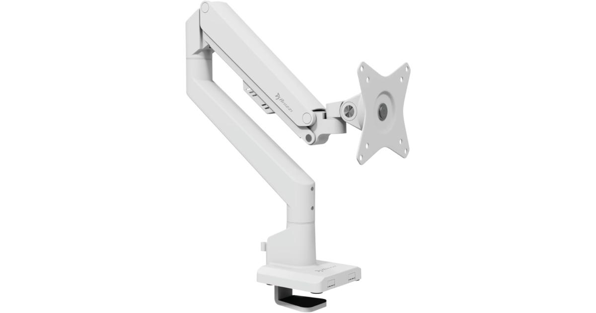 شاشة Arozzi Alzare Neo Gas Spring Single Arm Support up to 9KG 360° Screen Rotation Adjustable Height & Full Motion - White