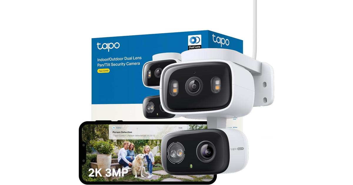 TP-Link Tapo C246D 2K 3MP Dual Lens Security Camera Outdoor, AI Detection, Outdoor Camera,CCTV,125°Wide Angle Two Views,One Screen,Smart Tracking,IP65,Google Home/Alexa,No Monthly fee,Personalized Patrol