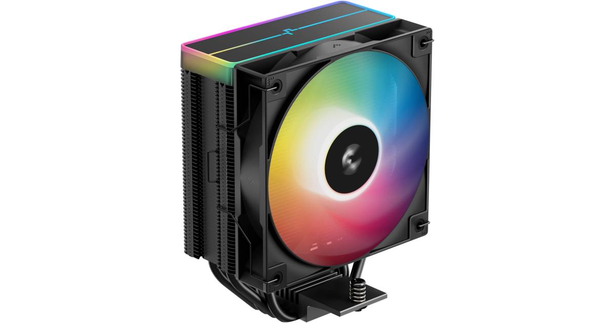 معالج DeepCool AG400 BK ARGB V2 Cooler, 2100 RPM Fan Speed, 75.89 CFM Fan Airflow, Hydro Bearing Type,Balanced Bidirectional Heat Pipe Technology, Black