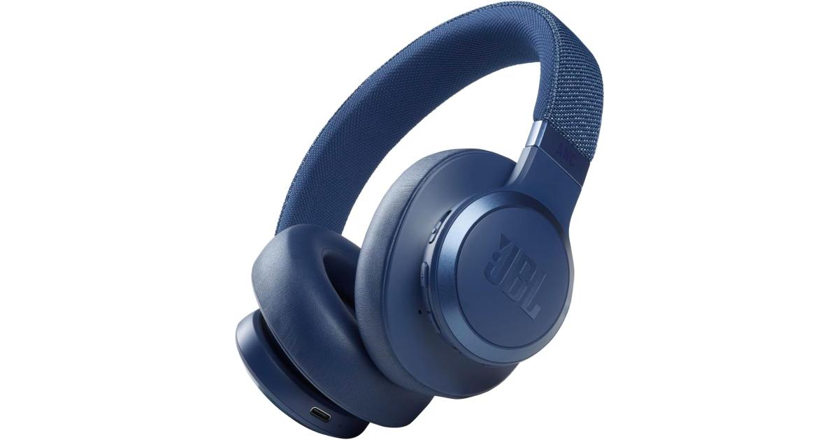 JBL Live 660NC Adaptive Noise Cancelling Over-Ear Bluetooth 5.0 Up to 50H Battery Speed Charge Ambient Aware Voice Assistant integration TalkThru - Blue