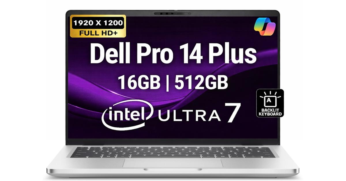Dell Pro 14 Plus PB14250 (2026) AI Capable PC NEW Intel® Ultra 7 Gen II 266U vPro 8-Cores Elegant & Durable Aluminum Design w/ 3 Years Wrranty , Platinum Silver