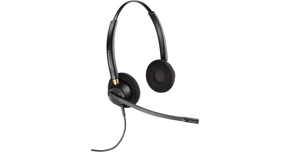 سماعة رأس HP Poly EncorePro 520 Binaural +Quick Disconnect, 5.6mm Speaker Size, Omnidirectional Microphone, Stereo Headphones, 13.5cm Boom Mic Length, 78.5cm Cable Length, Black