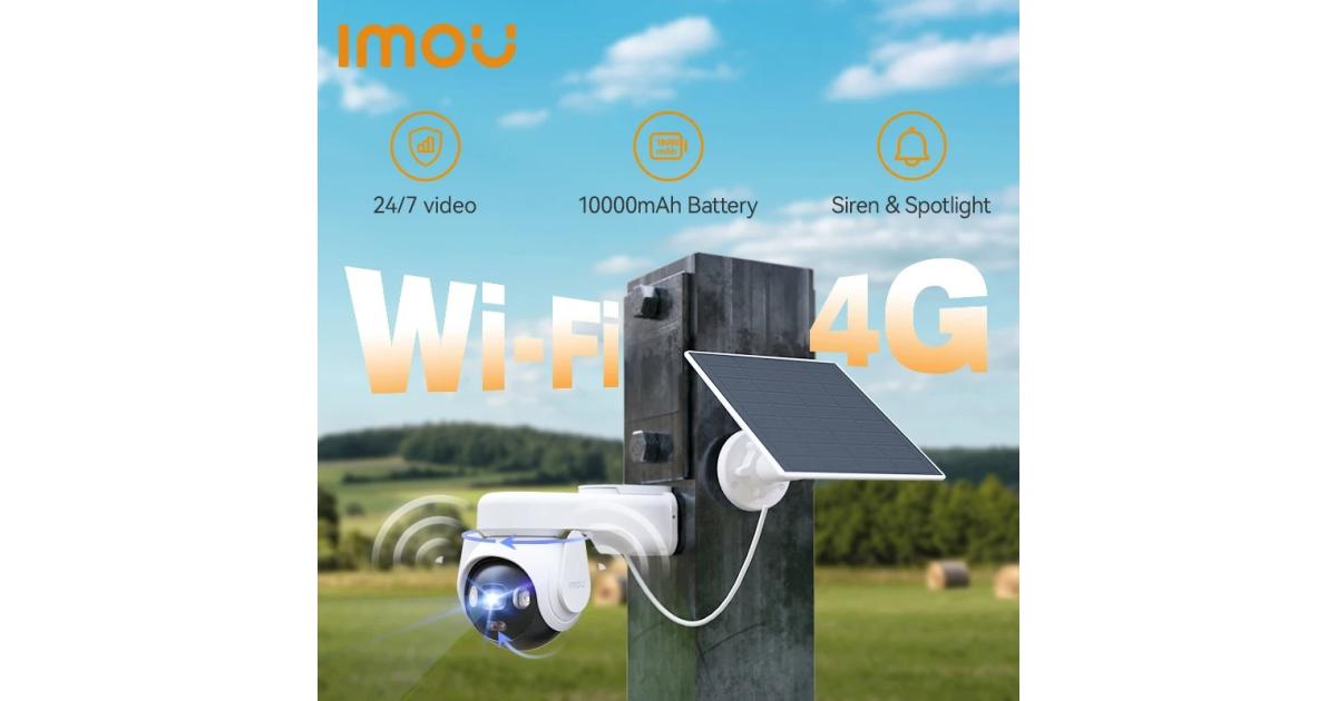 IMOU AOV PT 5MP With Solar Panel 360° PTZ Outadoor Security Camera 4G LTE PTA Approved Wifi Network 10000mAh Battery Auto Tracking IP Camera