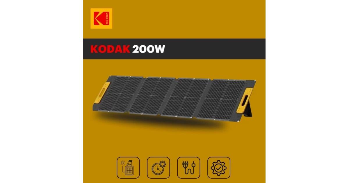 Kodak 200W Portable Solar Panel 23% Conversion Rate , Multiple, Wide compatibility , Magnetic w/ IP65 Waterproof Rating & Adjustable legs , MC4 / MC4 Compatible