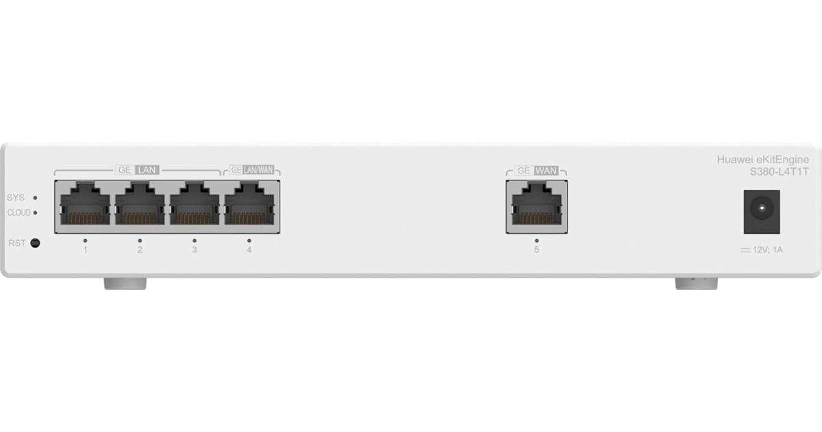 Huawei S380-L4T1T Multi-Service Gateway with 1x GE WAN & 4x GE LAN, Up to 150 users, Forwarding performance 2Gbps, Metal Chassis material, 1x Gigabit WAN Port, 4x Gigabit LAN Ports