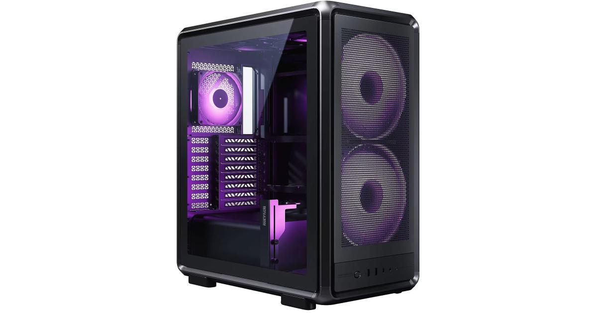 كيس كمبيوتر Cooler Master MasterFrame 500 Mesh ATX Mid-Tower – High Airflow Premium Aluminum Chassis, Powerful Dual 200mm Intake Fans, Freeform 2.0 Modular Frame, 360mm Radiator Support, USB-C, Black
