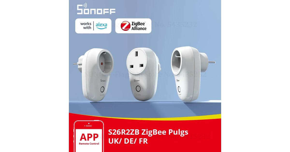 SONOFF S26R2ZBTPF-CFH Zigbee 3.0 Smart Plug | 16A High-Power Smart Socket | Energy Monitoring | Works with Alexa, Google Home & SmartThings | App; Voice Control | EU Plug