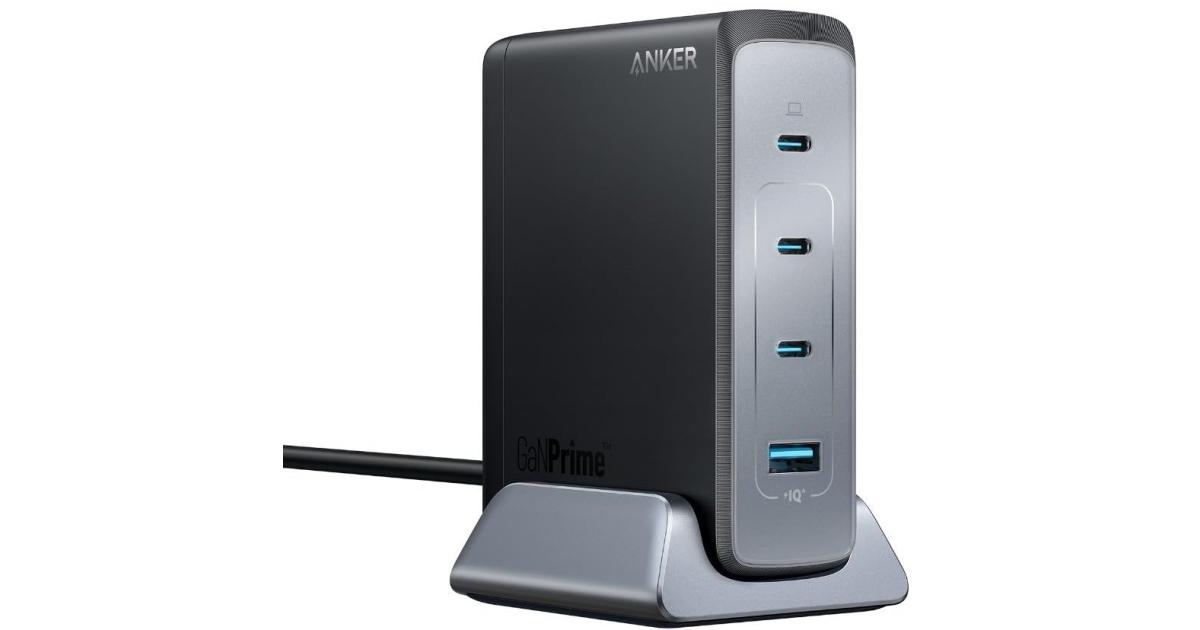 شاحن Anker Prime GaN USB C Plug, 240W, 4-Port Fast Compact for MacBook Pro/Air, iPhone 15/15 Pro/14/14 Pro, iPad Pro, Dell XPS, Galaxy S23/S22, Note20, Pixel, Apple Watch, and More