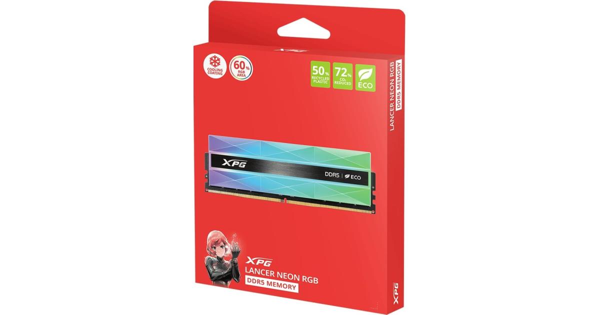 ADATA XPG LANCER NEON 32 GB [2 x 16 GB] DDR5 6400MHz, CL32, 1.4V, Retail, Silver RGB System Memory
