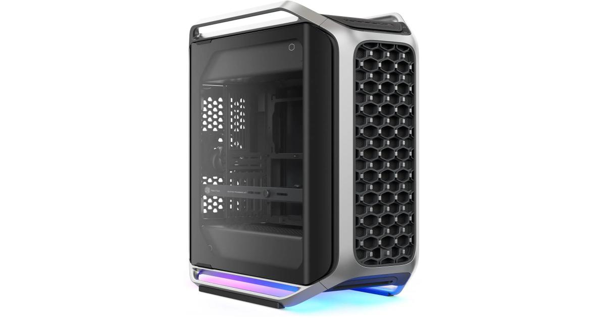 كيس كمبيوتر Cooler Master Cosmos Alpha Full Tower Free Form 2.0 Rotatable Layout,400mm GPUs 420mm Radiator Curved Aluminum Frame, Tempered Glass, Dual 200mm Fans, E-ATX Support, USB-C 20Gbps
